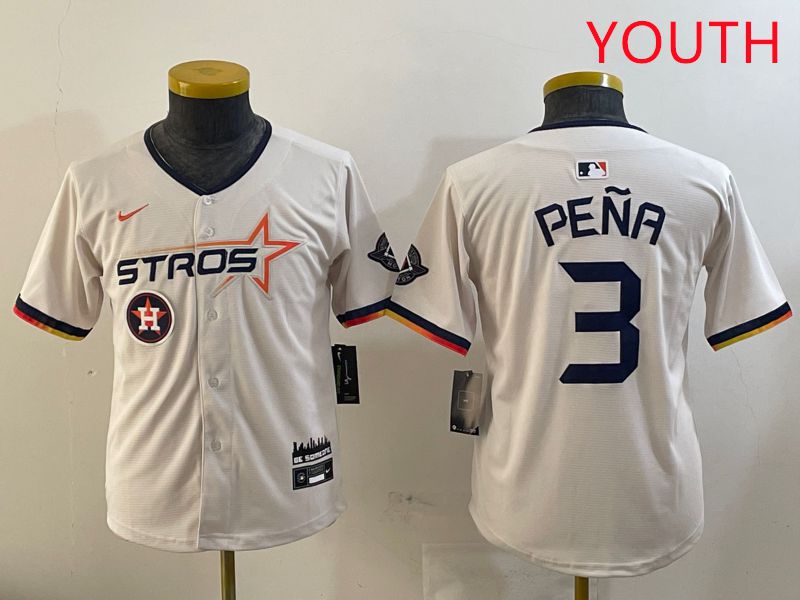 Youth Houston Astros 3 Pena Cream Three generations Joint Name 2025 Nike MLB Jersey style 4117